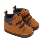 Chaussons En Cuir Souple Avec Semelle Antidérapante Pour Bébé - Café / 0-6 Mois