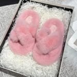 chaussons claquettes fourrees douillets pour enfants et surs rose 235