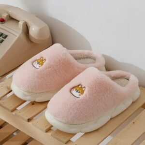 chaussons confortables au style chat avec semelles a memoire rose 179
