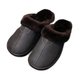 chaussons en cuir fendu avec revetement caoutchouc et confort 156