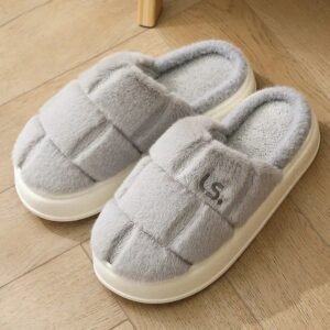 chaussons douillet en coton type plaid pour un confort style gris 235