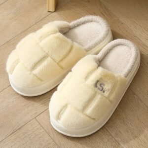 chaussons douillet en coton type plaid pour un style cocooning jaune 577