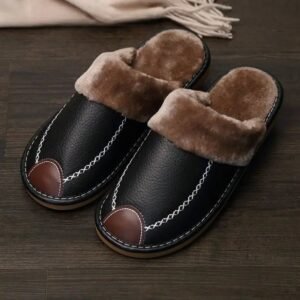 chaussons en cuir fendu au confort luxueux et durable noir 39 257