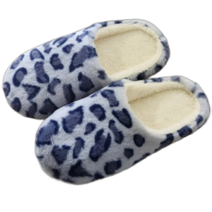 chaussons femme bleu marine avec finition leopard confort et style 159