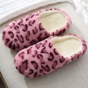 chaussons femme rose leopard confort chaleur et service client 655