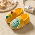 chaussons fermes dino en polaire douce pour enfants jaune 22 23 538
