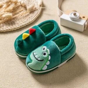 chaussons fermes dino en polaire douce pour enfants vert 22 23 120