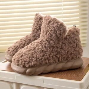 pantoufles style bottine en laine de mouton confort et chaleur 360