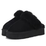semelles confortables en daim synthetique avec fourrure douce noir 973