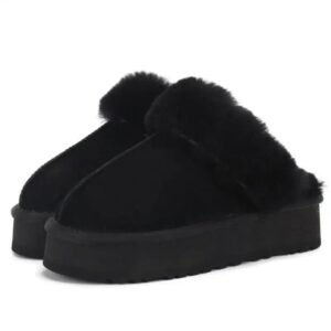 semelles confortables en daim synthetique avec fourrure douce noir 973